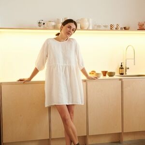 NWOT Linenfox Beth Dress Milky White 100% Linen XS Etsy